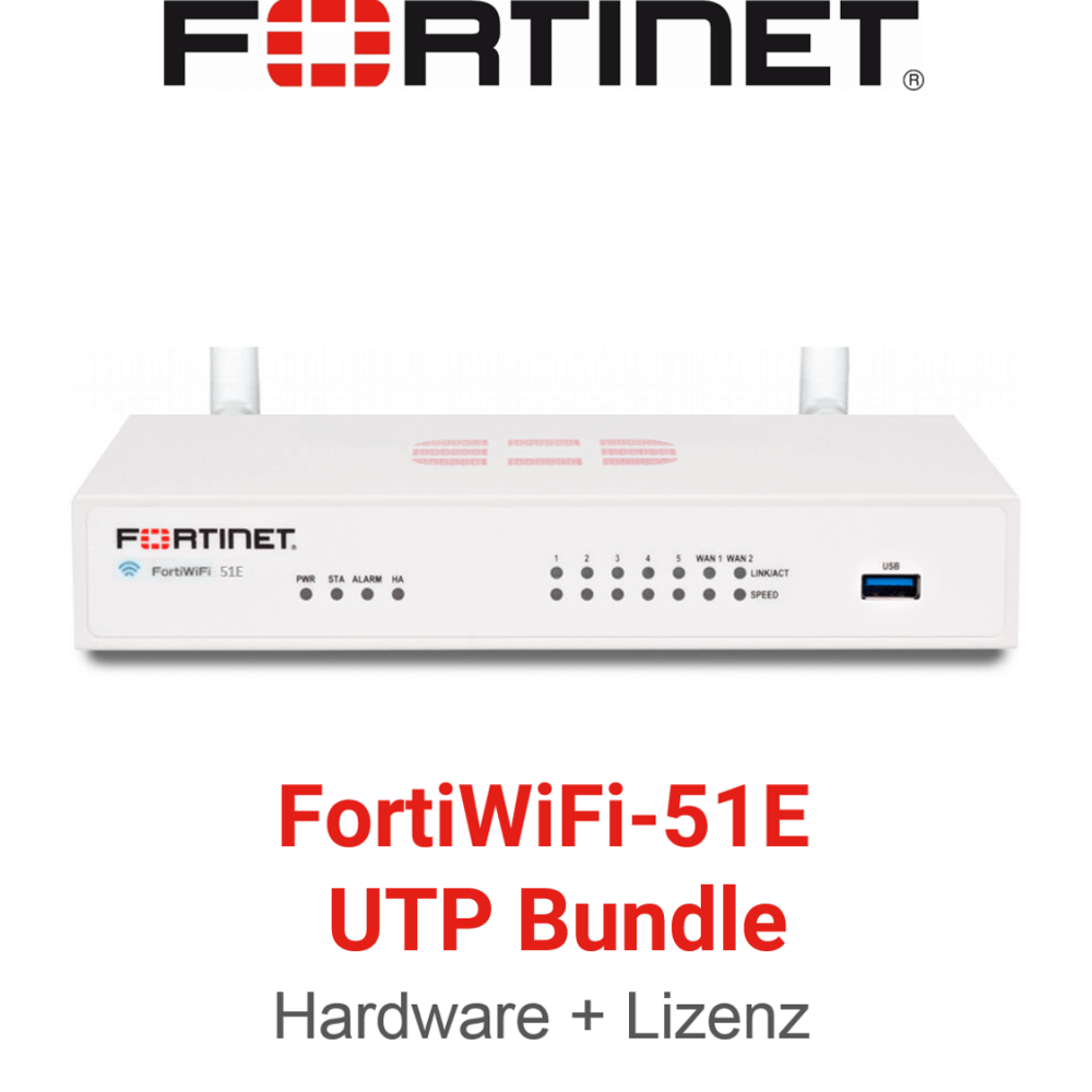 Fortinet FortiWifi-51E - UTM/UTP Bundle (Hardware + License)  (FWF-51E-E-BDL-950-36) buy from your online systemhouse | EnBITCon GmbH