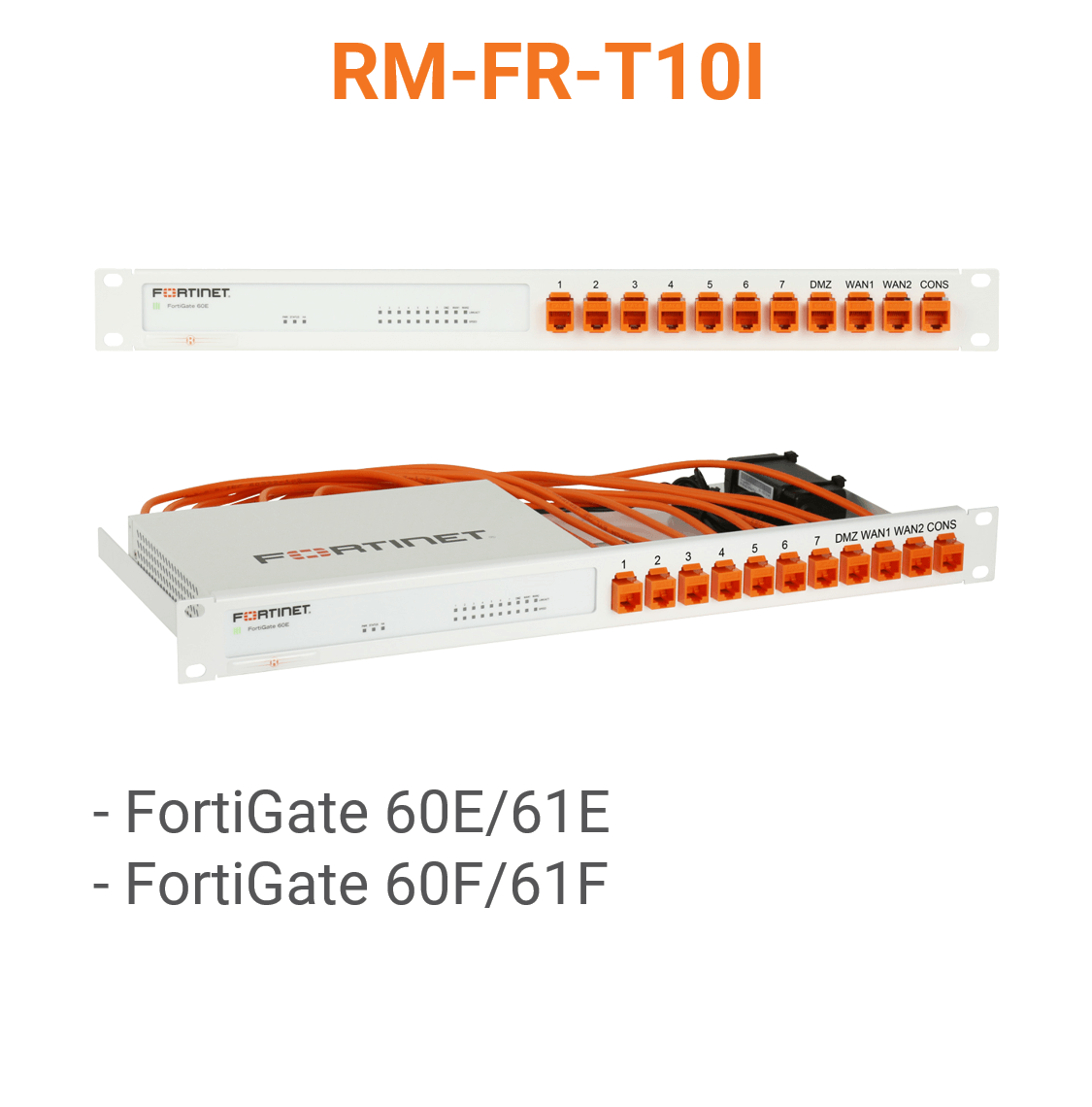 Rack Mount IT Kit für Fortinet FortiGate 60E / 61E / 60F / 61F / 70F / 71F shielded/industrialized (End of Sale/Life)