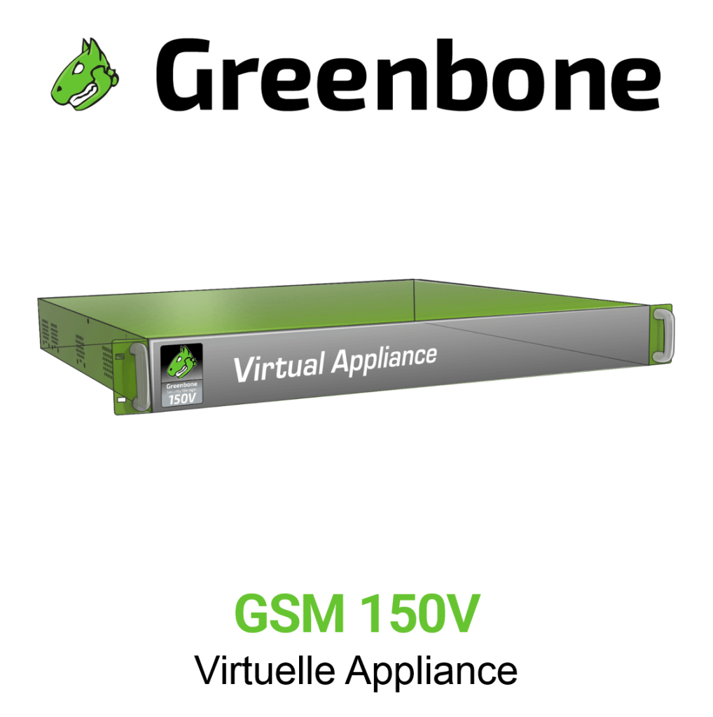 Greenbone GSM-150V Virtuelle Appliance Vorschaubild mit Greenbone Logo und Modellbezeichnung