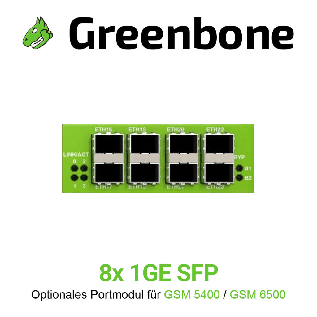 Greenbone Vorschaubild für Optionales Portmodul für GSM-5400 und GSM-6500 mit 8 mal 1 GE SFP Ports mit Greenbone logo
