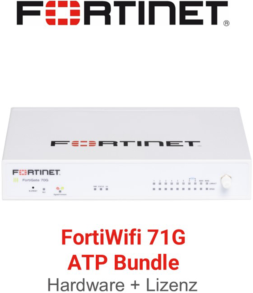 Fortinet FortiWiFi 71G Firewall Hardware + Advanced Threat Protection (ATP) Lizenz Vorderseite