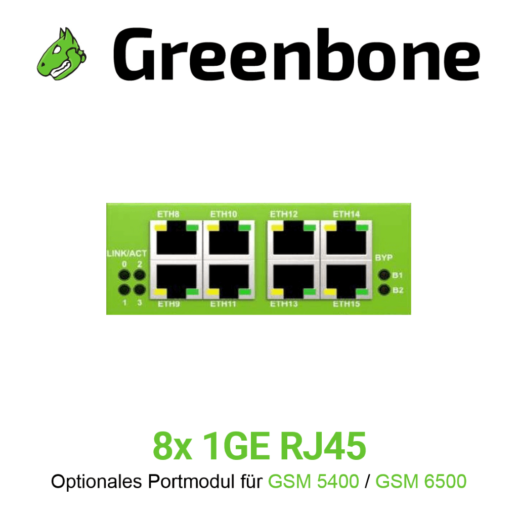 Greenbone Vorschaubild für Optionales Portmodul für GSM-5400 und GSM-6500 mit 8 mal 1 GE RJ45 Ports mit Greenbone logo