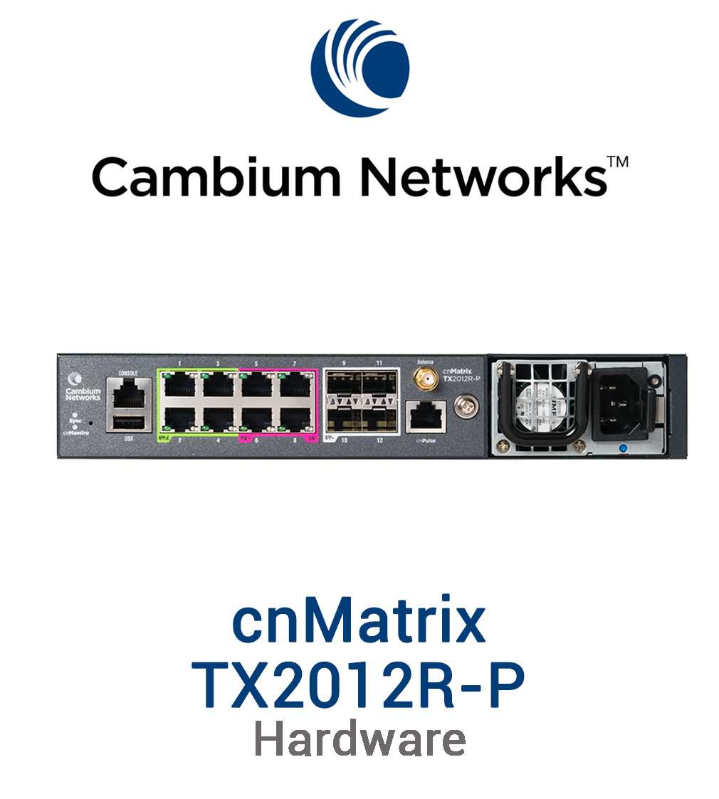 Cambium cnMatrix TX1012R-P Switch Vorschaubild mit Cambium Networks Logo und Modellbezeichnung