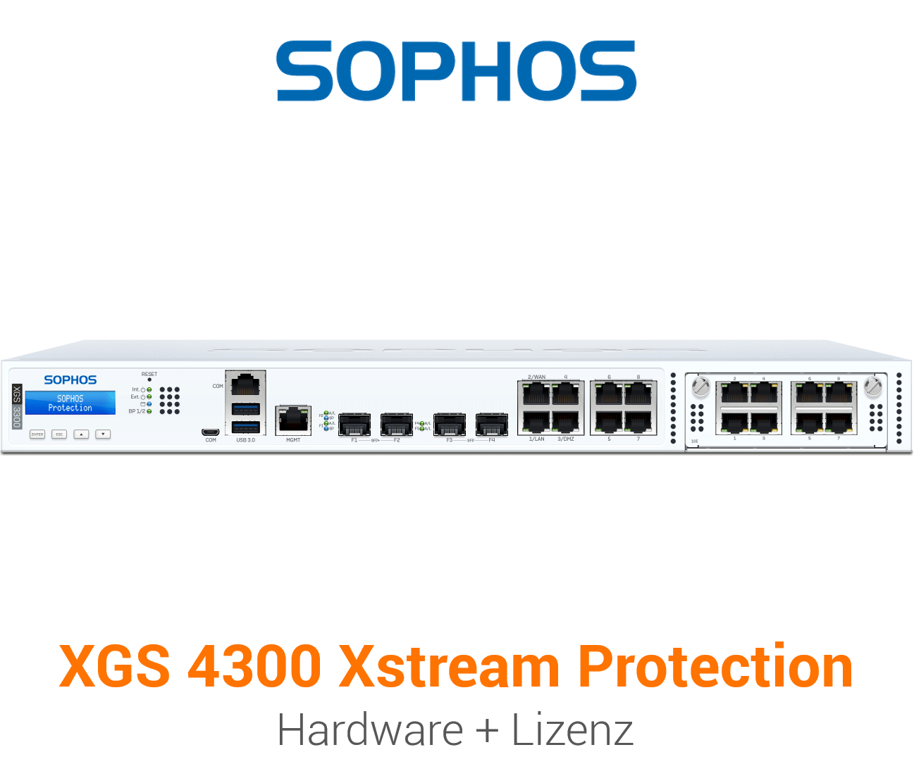 Sophos XGS 4300 Firewall Hardware + Xstream Protection Lizenz Vorderseite