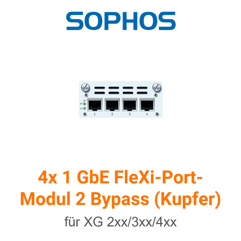 Sophos 4 port GbE copper - 2 Bypass groups FleXi Port module