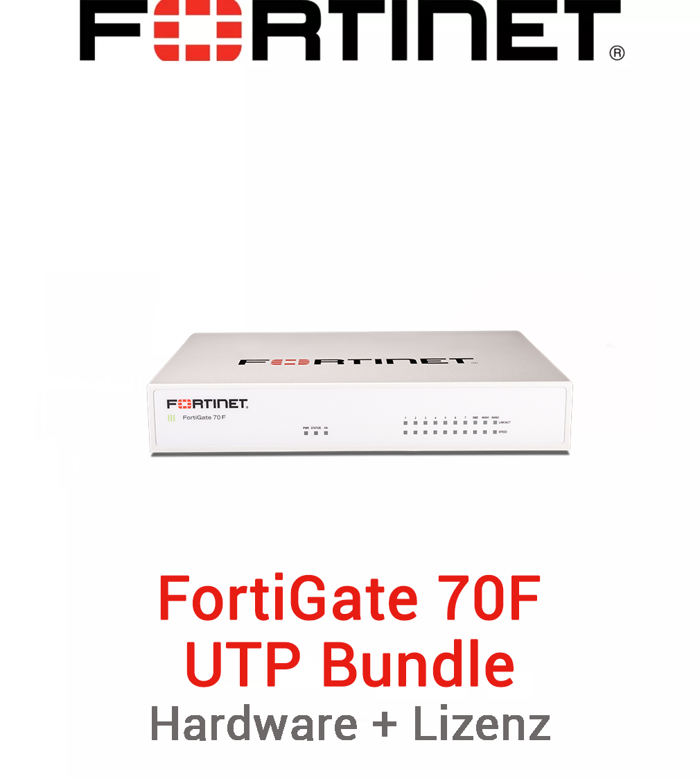 Fortinet FortiGate 70F Firewall Hardware + Unified Threat Protection (UTP) Vorderseite