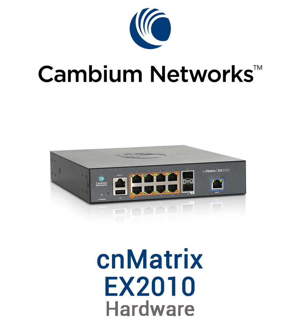 Cambium cnMatrix EX2010 Switch Vorschaubild mit Cambium Networks Logo und Modellbezeichnung