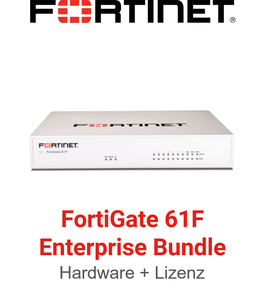 Fortinet FortiGate 61F Firewall Hardware + Enterprise Protection Lizenz Vorderseite