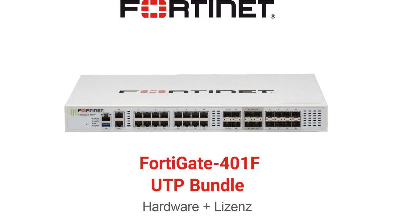 Fortinet FortiGate 401F Firewall Hardware + Unified Threat Protection (UTP) Vorderseite